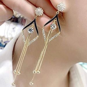 Rhinestone Geo Decor Drop Earrings